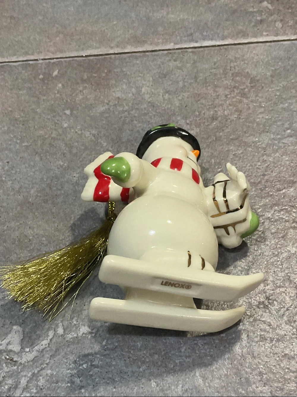 Lenox White Ceramic Snowman with Black Hat and Red Scarf